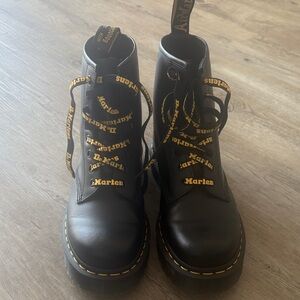Dr. Martens Black and Yellow Combat Boots Men’s size 9